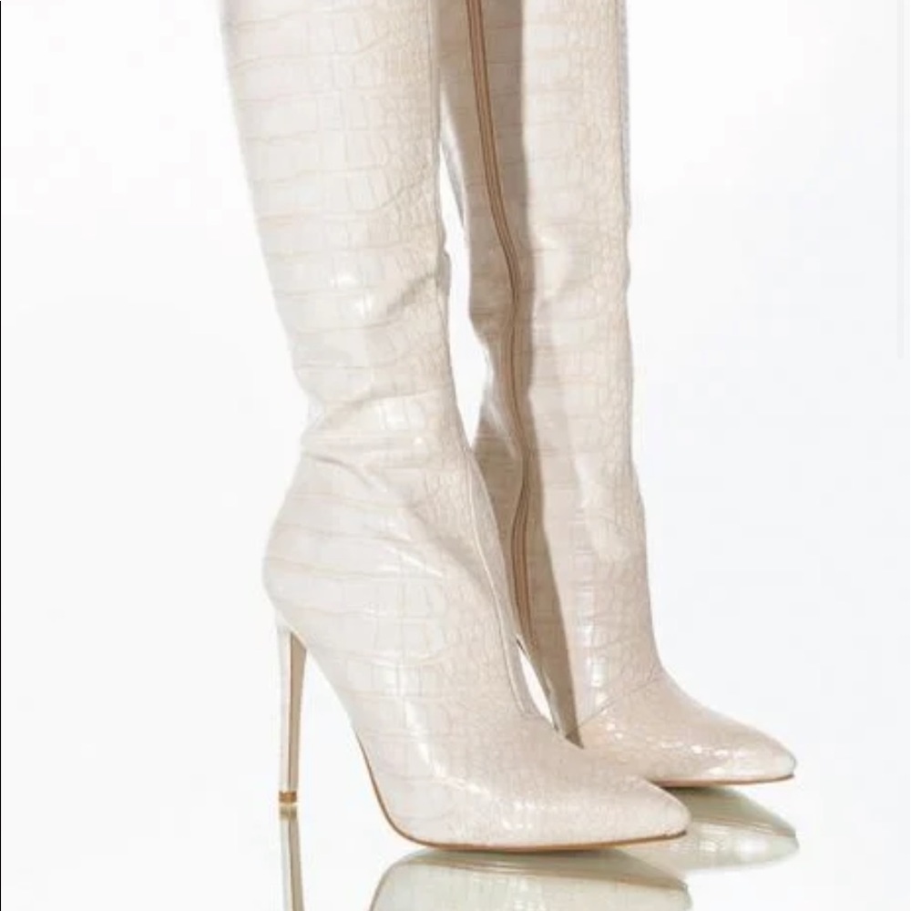 AZALEA WANG JUST MY LUCK STILETTO BOOT IN BONE